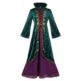 Hocus Pocus Winifred Sanderson Cosplay Costume Dress With Wigs Hallween Cosplay Costume Set For Kids and Adults