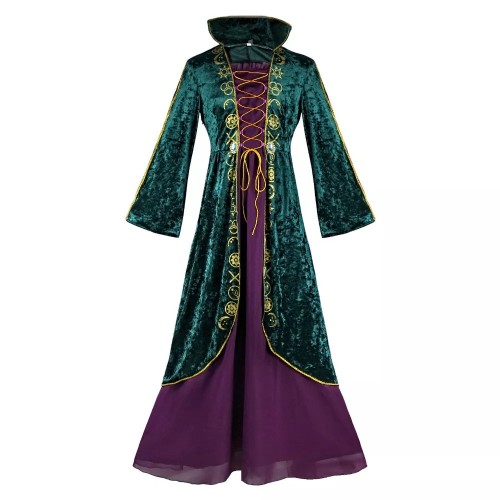 Hocus Pocus Winifred Sanderson Cosplay Costume Dress Halloween Costume For Kids and Adults