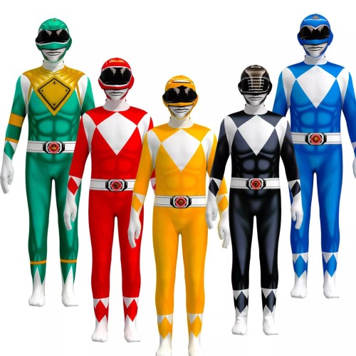 [Kids/Adults] Mighty Morphin Power Rangers Cosplay Costume Jumsuit Halloween Zentai