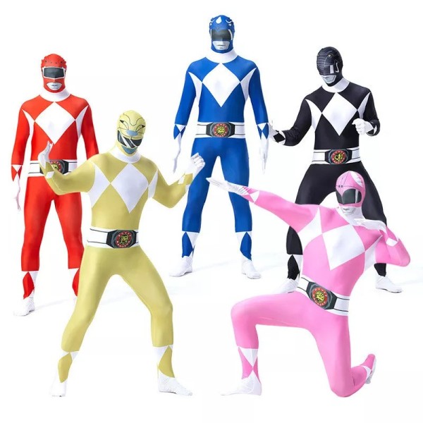 [Kids/Adults] Halloween Mighty Morphin Power Rangers Costume Jumpsuit Hallowee Party Cosplay Zentai