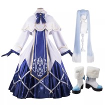 Vocaloid Snow Miku Cosplay Costume With Wigs And Shoes Full Set Halloween Costume Full Set