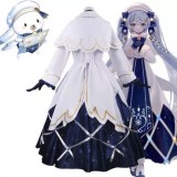 Vocaloid Snow Miku Cosplay Costume With Wigs And Shoes Full Set Halloween Costume Full Set