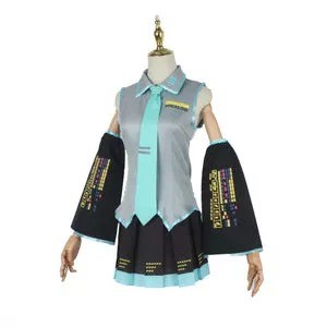 Halloween Vocaloid Hatsune Miku Initial Cosplay Costume With Wigs And Shoes And Props Full Set Halloween Cosplay Set