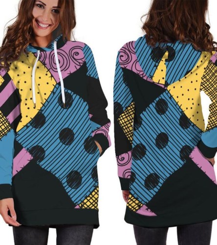 The Nightmare Before Christmas Fashion Print Long Hoodie For Girls Women
