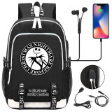 The Nightmare Before Christmas School Students Backpack with USB Charging Port & Headphone Port