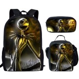 The Nightmare Before Christmas Trendy Print School Students Backpack With Lunch Bag and Pencil Bag 3 PCS Set