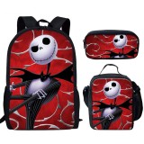 The Nightmare Before Christmas Trendy Print School Students Backpack With Lunch Bag and Pencil Bag 3 PCS Set