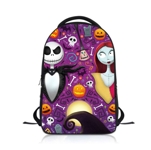 Kids Youth The Nightmare Before Christmas Backpack 3-D Trendy Print School Backpack Students Bookbag Casual Travel Bag