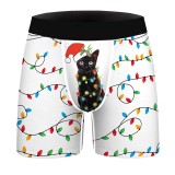 Christmas Underwear Fashion Cute Animal 3-D Print Mens Boxer Briefs Breathable Comfort Underwear