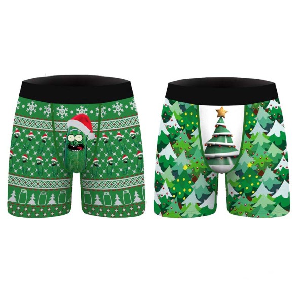 Christmas Boxer Briefs Mens Trendy Funny Print Comfort Boxer Briefs