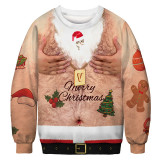 2022 Christmas Shirt 3-D Trendy Funny Print Long Sleeves Pullover Shirt