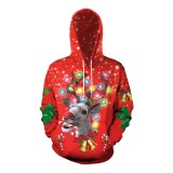 2022 Christmas Hoodie 3-D Fashion Print Long Sleeves Unisex Hooded Sweatshirt