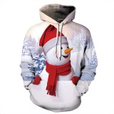 2022 New Christmas Hoodie Fashion Snowman Print Loose Casual Hooded Sweatshirt