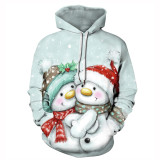 Christmas Hoodie Fashion 3-D Snowman Print Long Sleeves Couple Matching  Pullover Sweatshirt