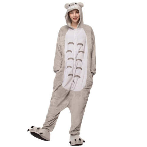 Kigurumi Animal Onesies Fall and Winter Sleepwear Totoro Hoodie Pajamas For Kids Adults