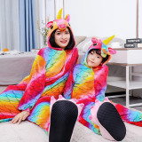 Kids Adults Kigurumi Onesies Thickened Flannel Hooded Pajamas