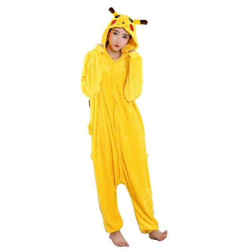 Kids Adults Kigurumi Onesies Fashion Cute Pikachu Pajamas Home Wear Hooded Pajamas