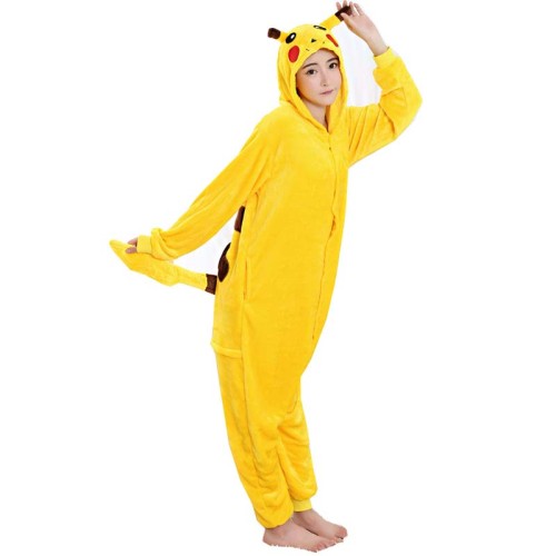 Kids Adults Kigurumi Onesies Fashion Cute Pikachu Pajamas Home Wear Hooded Pajamas