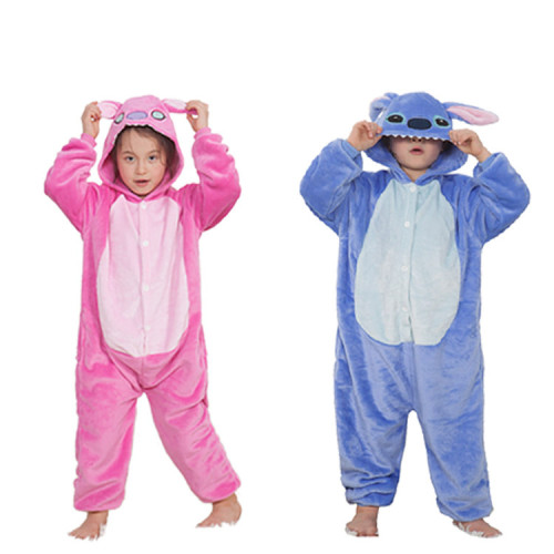 Kids Adults Kigurumi Animal Onesies Stitch Fall and Winter Flannel Pajamas