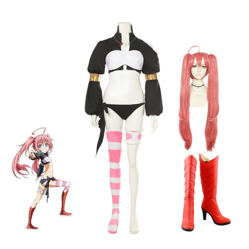 That Time I Got Reincarnated As A Slime Milim Nava Cosplay Costume With Wigs and Shoes Halloween Cosplay Costume Full Set