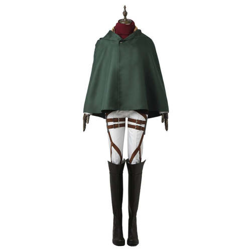 Anime Attack On Titan Shingeki no Kyojin Mikasa Ackerman Costume Uniform+Wigs+Shoes FulL Set Halloween Cosplay Costume