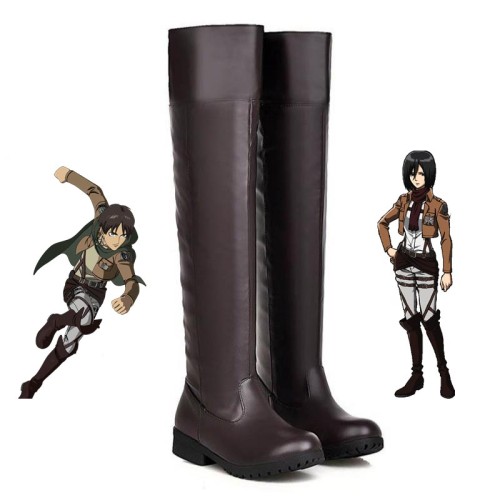 Anime Attack on Titan Eren Jaeger Mikasa Ackerman Cosplay Shoes The Wings Of Freedom Survey Corps Boots