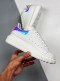 Alexander McQueen/亚历山大麦昆镭射尾松糕鞋厚底增高小白鞋
