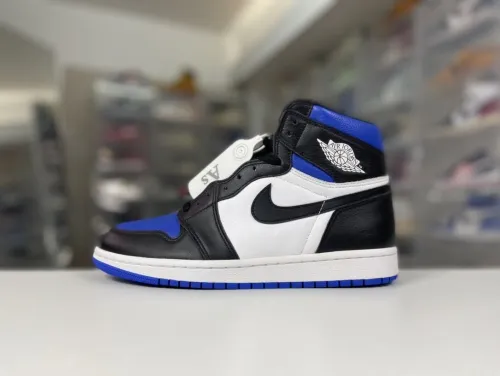 Air Jordan 1 White High Top/Black and Blue Toe 555088-041