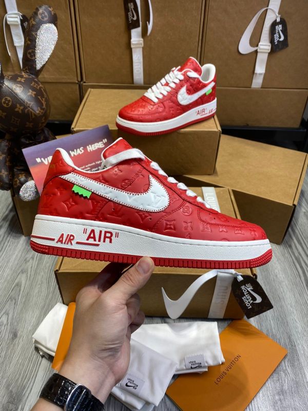 路易威登Louis Vuitton x Nike Air Force 1联名款 空军一号低帮休闲运动板鞋白红