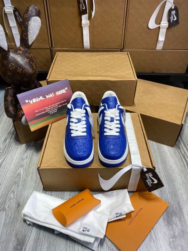 路易威登Louis Vuitton x Nike Air Force 1联名款 空军一号低帮休闲运动板鞋蓝白