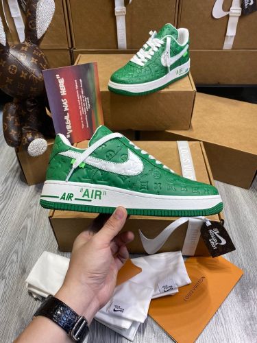 路易威登Louis Vuitton x Nike Air Force 1联名款 空军一号低帮休闲运动板鞋白绿