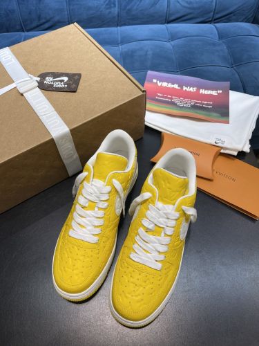 路易威登Louis Vuitton x Nike Air Force 1联名款 空军一号低帮休闲运动板鞋黄白