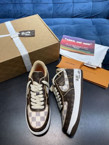 路易威登Louis Vuitton x Nike Air Force 1联名款 空军一号低帮休闲运动板鞋棕色