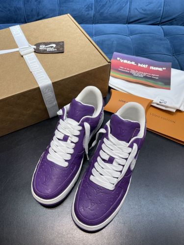 路易威登Louis Vuitton x Nike Air Force 1联名款 空军一号低帮休闲运动板鞋白紫