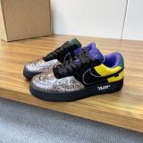 路易威登Louis Vuitton x Nike Air Force 1联名款 空军一号低帮休闲运动板鞋黑银紫