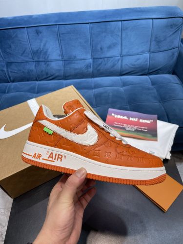 路易威登Louis Vuitton x Nike Air Force 1联名款 空军一号低帮休闲运动板鞋白橙