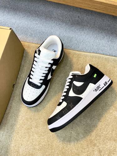 路易威登Louis Vuitton x Nike Air Force 1联名款 空军一号低帮休闲运动板鞋黑白