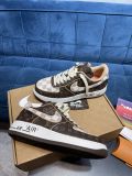 路易威登Louis Vuitton x Nike Air Force 1联名款 空军一号低帮休闲运动板鞋棕色
