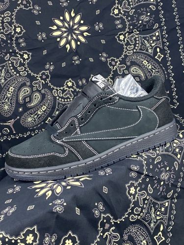 Travis Scott x Air Jordan AJ1 Low OG SP TS联名纯黑黑武士倒钩低帮 DM7866-001