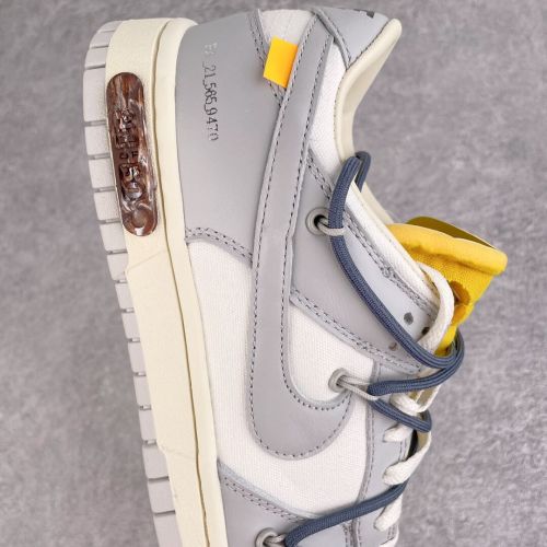 Off-White x Nike Dunk Low  The 50  NO.41 联名款 灰鞋带 黄扣 结构字样 低帮休闲板鞋 灰白DM1602-105
