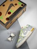 Off-White x Nike Dunk Low  The 50  NO.43 联名款 绿鞋带橙扣 低帮休闲板鞋 灰白 DM1602-128