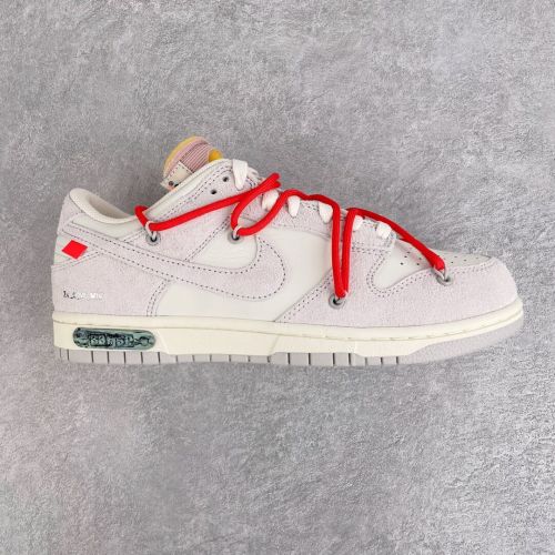 Off-White x Nike Dunk Low  The 50  灰白 NO.33 联名款 红鞋带淡粉扣 时尚低帮休闲板鞋DJ0950-118
