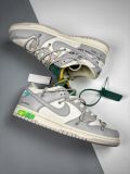 Off-White x Nike Dunk Low  The 50  灰白 NO.42 联名款 时尚低帮板鞋 白鞋带绿扣 DM1602-117