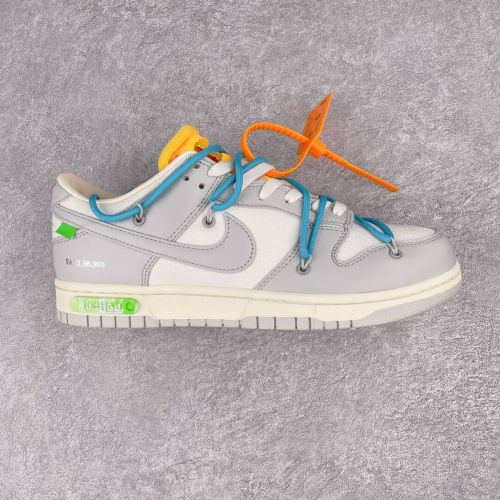 Off-White x Nike Dunk Low  The 50  NO.2 联名款 蓝鞋带 黄扣 休闲板鞋 灰白DM1602-115