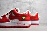 Copy 路易威登Louis Vuitton x Nike Air Force 1联名款空军一号低帮休闲运动板鞋白红