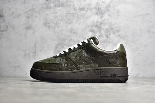 路易威登Louis Vuitton x Nike Air Force 1联名款 空军一号低帮休闲运动板鞋棕绿