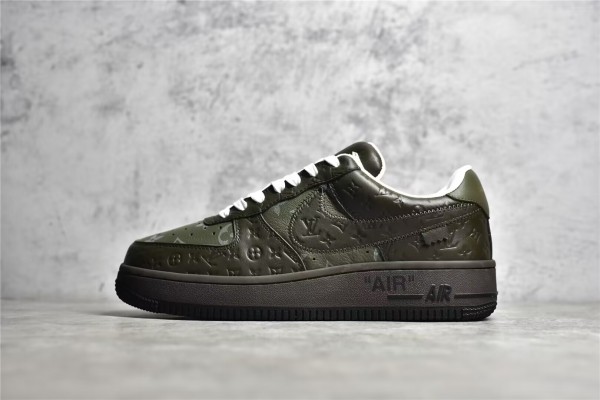 路易威登Louis Vuitton x Nike Air Force 1联名款 空军一号低帮休闲运动板鞋棕绿