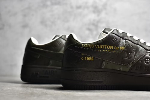 路易威登Louis Vuitton x Nike Air Force 1联名款 空军一号低帮休闲运动板鞋棕绿