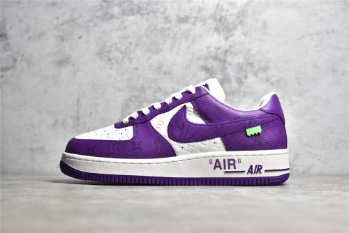 路易威登Louis Vuitton x Nike Air Force 1联名款 空军一号低帮休闲运动板鞋白紫