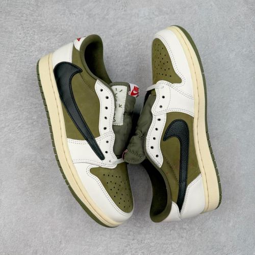 Travis Scott x Jordan Air Jordan 1 Low OG  Medium Olive  倒钩8.0 低帮 复古篮球鞋 男女同款 米绿